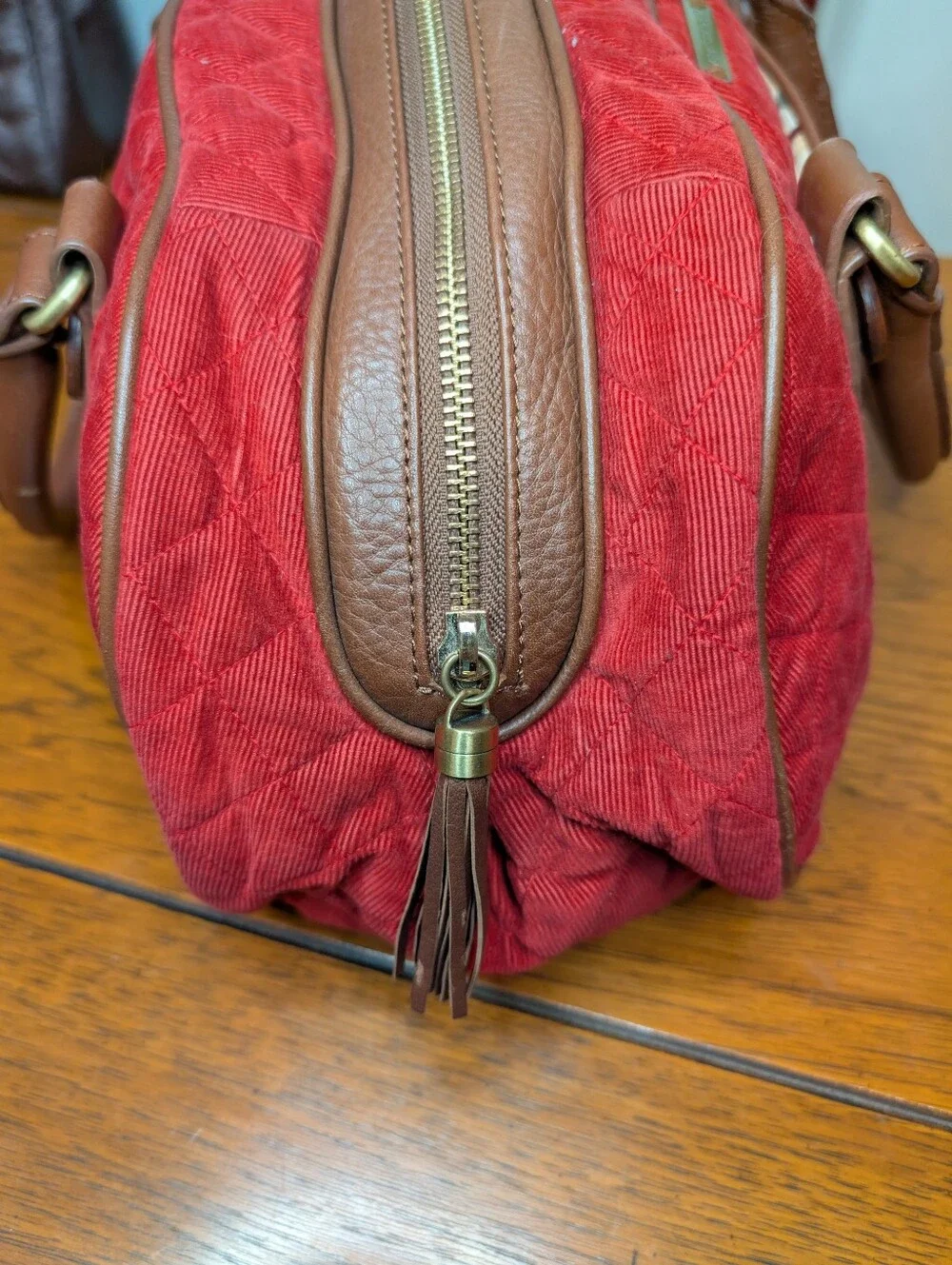 Vera Bradley Canyon Collection Red Corduroy Purse Satchel